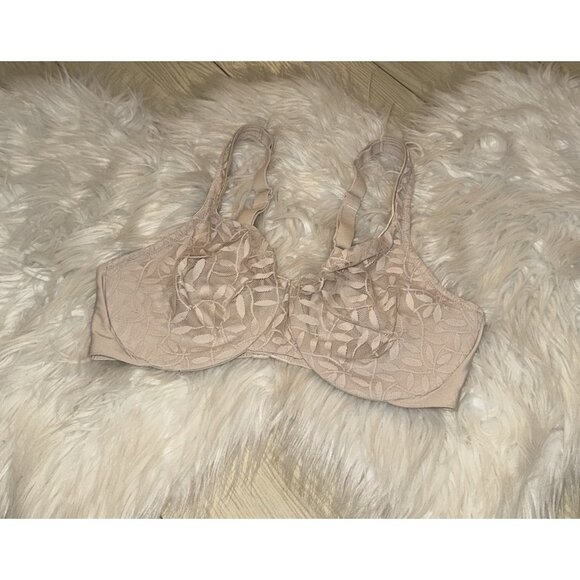 Olga Other - Olga 35519 Sheer Leaves Lace Minimizer Bra Unpadded Underwire Womens 36C Beige